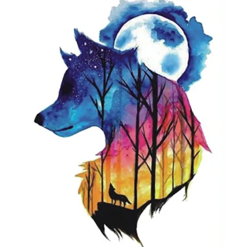 Colorful Wolf Tattoo