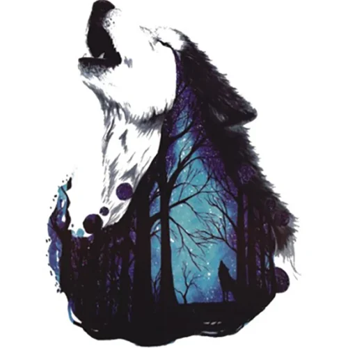 Night Forest Wolf Tattoo