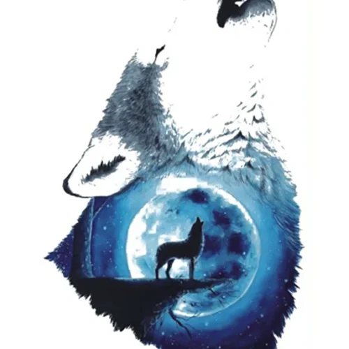 Moon Wolf Temporary Tattoo