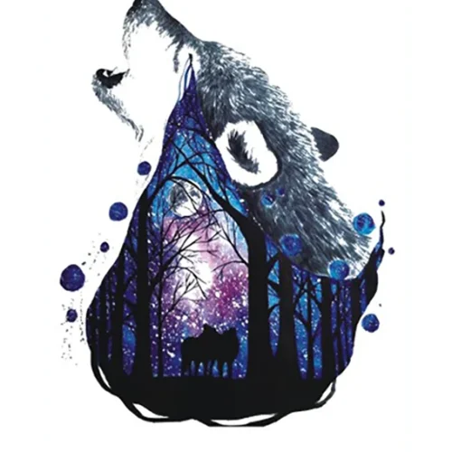 Blue Forest Wolf Tattoo