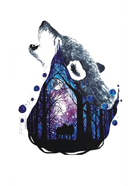 Blue Forest Wolf Tattoo