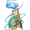 Watercolor cloud Wolf Tattoo