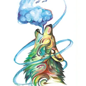 Watercolor cloud Wolf Tattoo