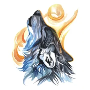 Watercolor Roar Wolf Tattoo