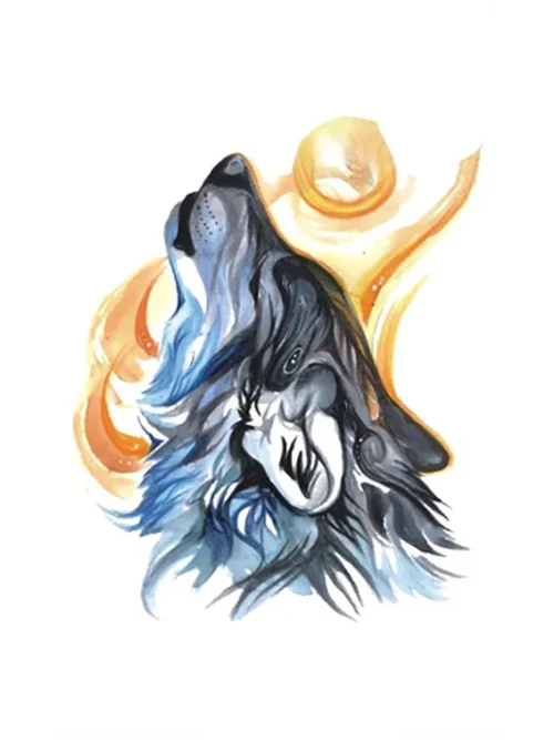 Watercolor Roar Wolf Tattoo
