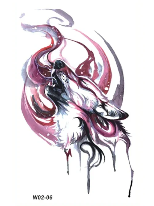 Pink Roar Wolf Tattoo