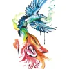 Watercolor Hummingbird Wolf Tattoo