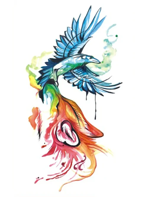 Watercolor Hummingbird Wolf Tattoo