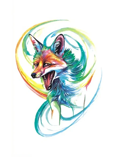 Watercolor Yell Wolf Tattoo