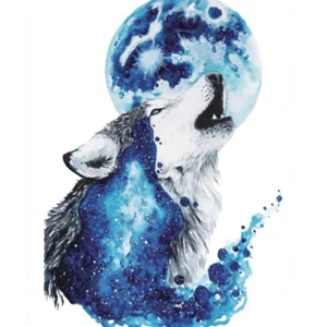 Blue Moon Wolf Temporary Tattoo