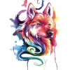 Watercolor Wolf Fake Tattoo