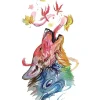 Watercolor Leaves Wolf Tattoo