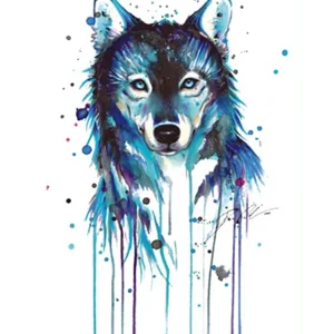 Watercolor Circles Wolf Tattoo