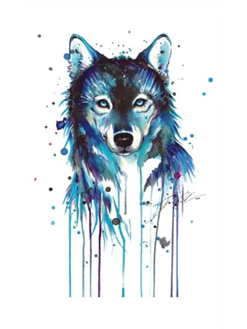 Watercolor Circles Wolf Tattoo
