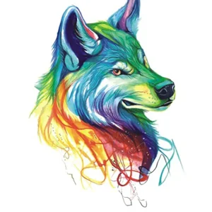 Watercolor Handsome Wolf Tattoo