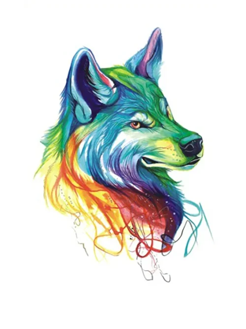 Watercolor Handsome Wolf Tattoo