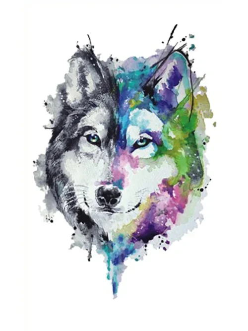 Watercolor Silhouette Wolf Tattoo