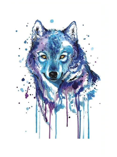Colorful Wolf Fake Tattoo