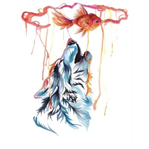 Blue Wolf Temporary Tattoo