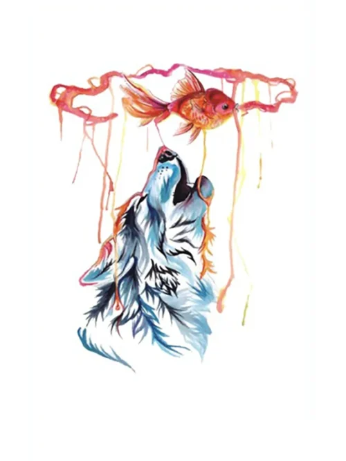 Blue Wolf Temporary Tattoo