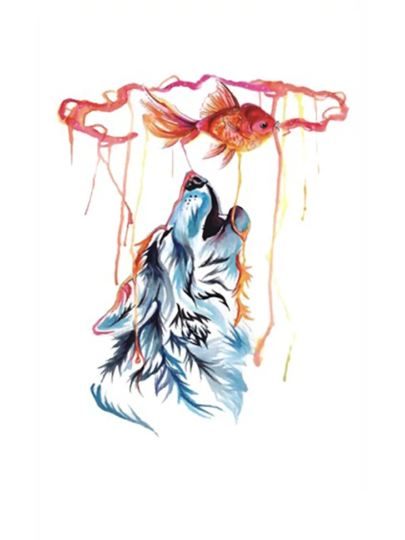 Blue Wolf Temporary Tattoo