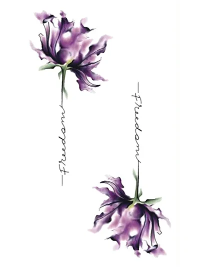 Purple Letter Flower Tattoo