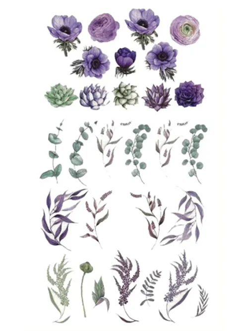 Purple Flowers Temporary Tattoo
