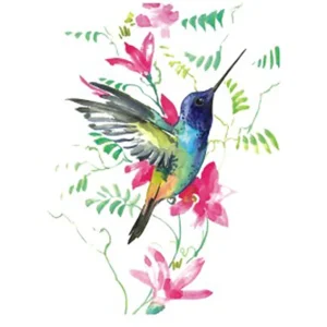 Floral Hummingbird Tattoo