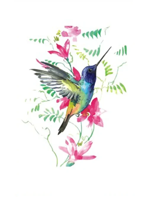 Floral Hummingbird Tattoo
