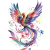 Watercolor Phoenix Temporary Tattoo