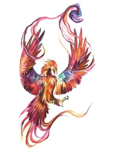 Watercolor Fake Phoenix Tattoo