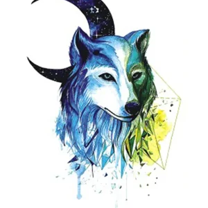 Moon Wolf Temporary Tattoo