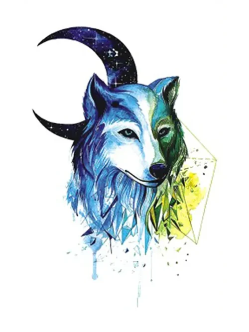 Moon Wolf Temporary Tattoo