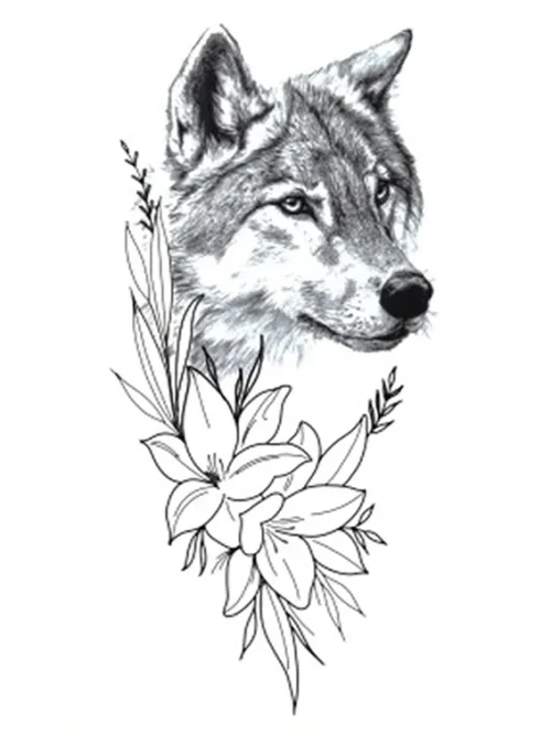 The Wolf in the Flowers Tattoo