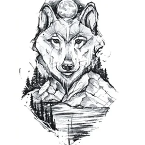 Wolf Mountain Temporary Tattoo