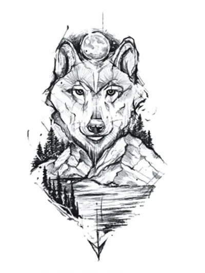 Wolf Mountain Temporary Tattoo