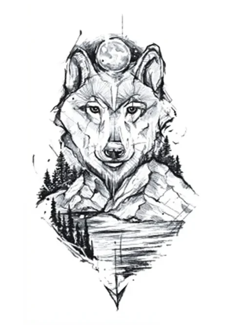 Wolf Mountain Temporary Tattoo