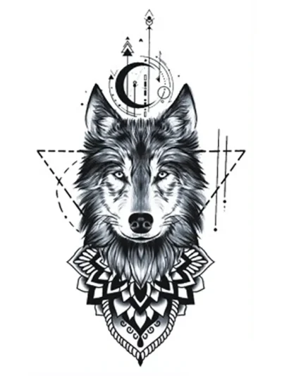 Geometry Wolf Temporary Tattoo