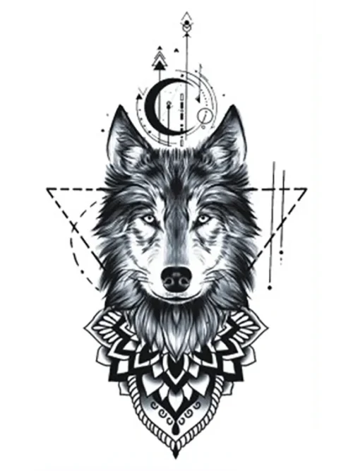 Geometry Wolf Temporary Tattoo