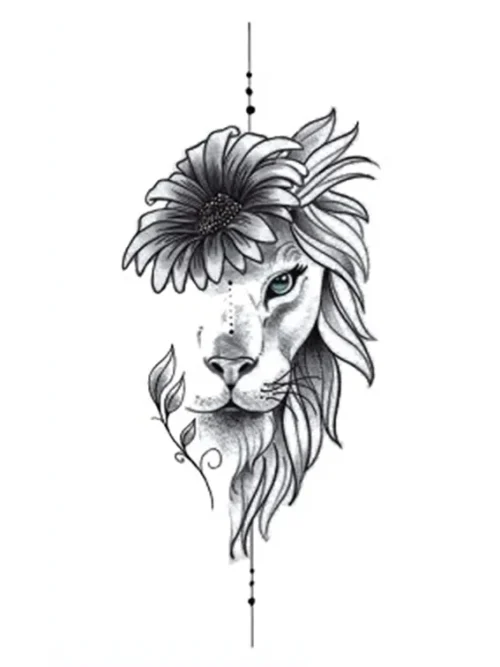 Flower Lion Tattoo