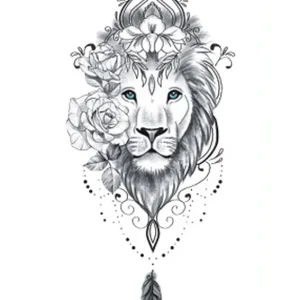 Flower Lion Temporary Tattoo