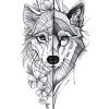 Half Flower Wolf Tattoo