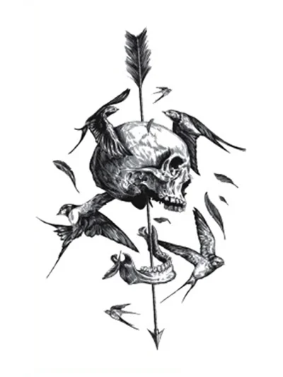 Arrow and Skeleton Tattoo