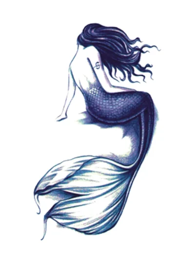 Blue Mermaid Temporary Tattoo