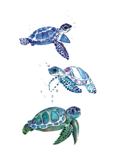 Blue Turtle Temporary Tattoo