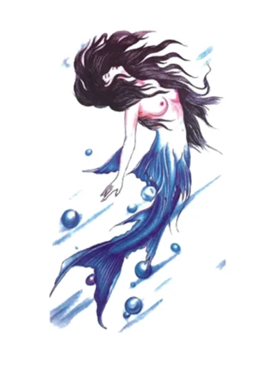 Blue Tail Mermaid Temporary Tattoo