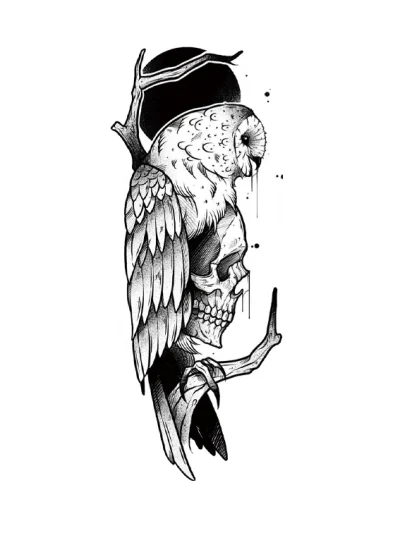 Barn Owl Skull Tattoo