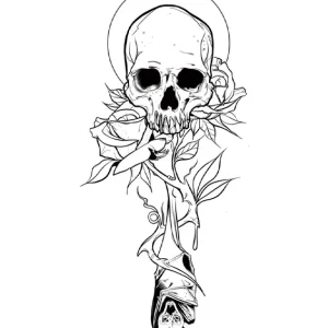 Bat Flower Skull Tattoo