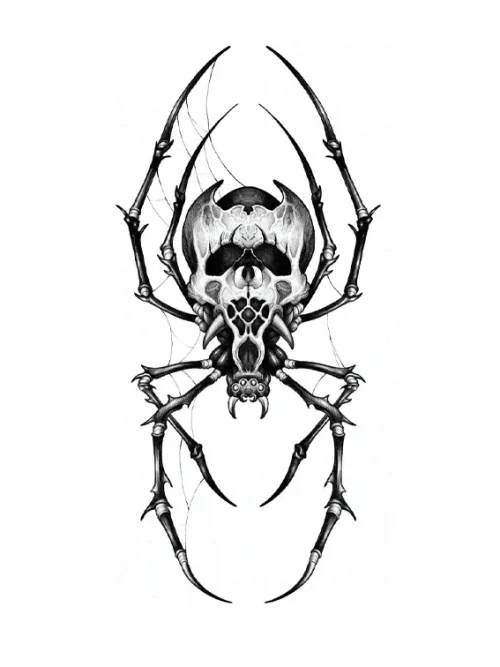 Skeleton Armored Spider Tattoo