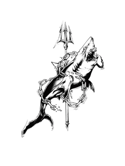 Harpoon Shark Temporary Tattoo Sticker